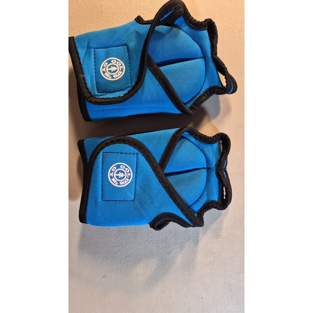 Gold's Gym 3 lb Weighted Gloves Pair Blue Neoprene Hook & Loop Thumb-Lock